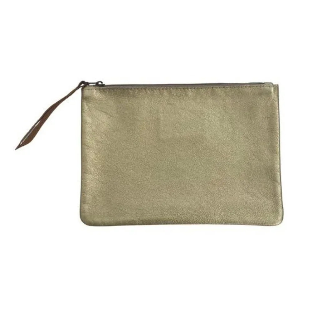 Lalla Marrakech Gold Leather Clutch Bag
